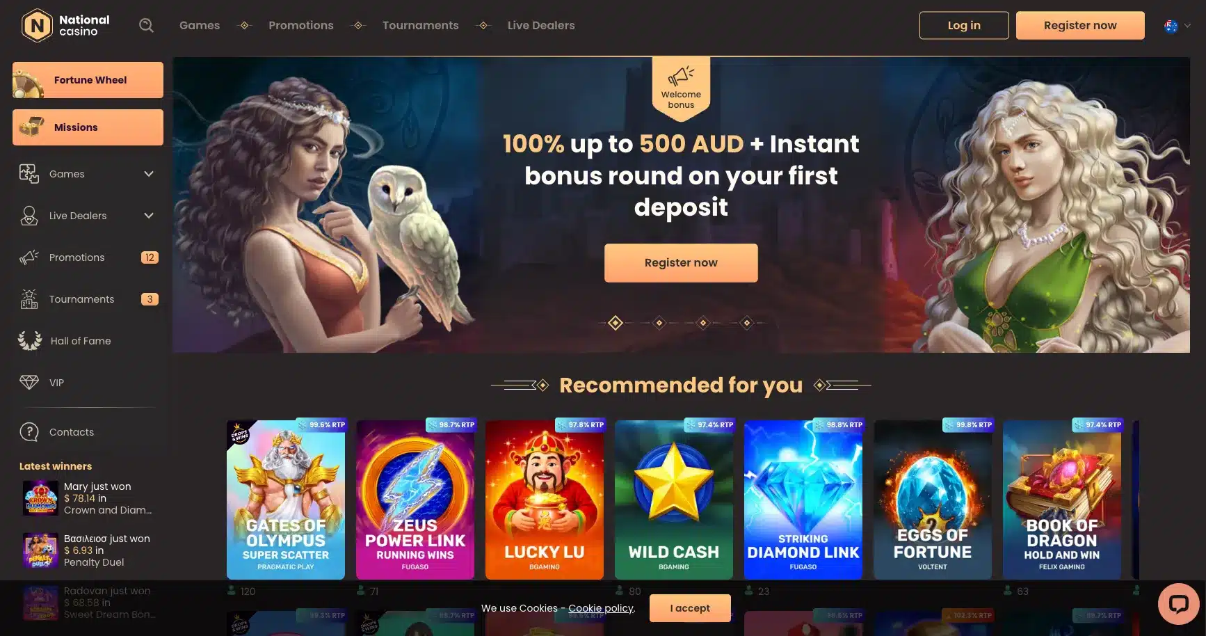 National Casino main page